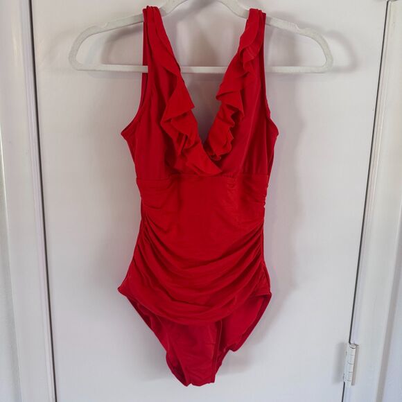 Lauren Ralph Lauren Beach Club Underwire Ruffle Surplice V-Neck One Piece Swim - Picture 3 of 7